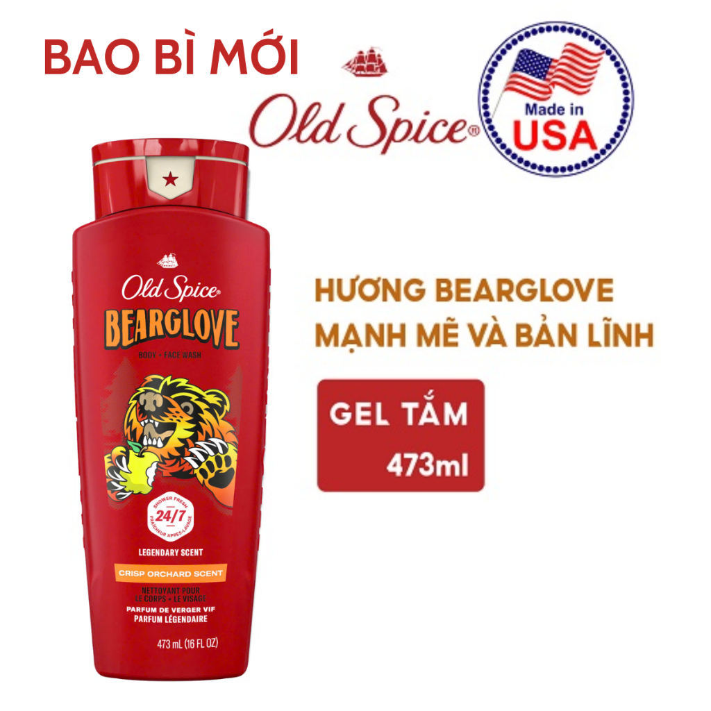 Ảnh Sữa tắm Gel Nam Old Spice 473ml/532ml/650ml Timber Bearglove Fiji Wolfthorn Pure Sport Fresh Tắm gội 2in1 Made in USA 4