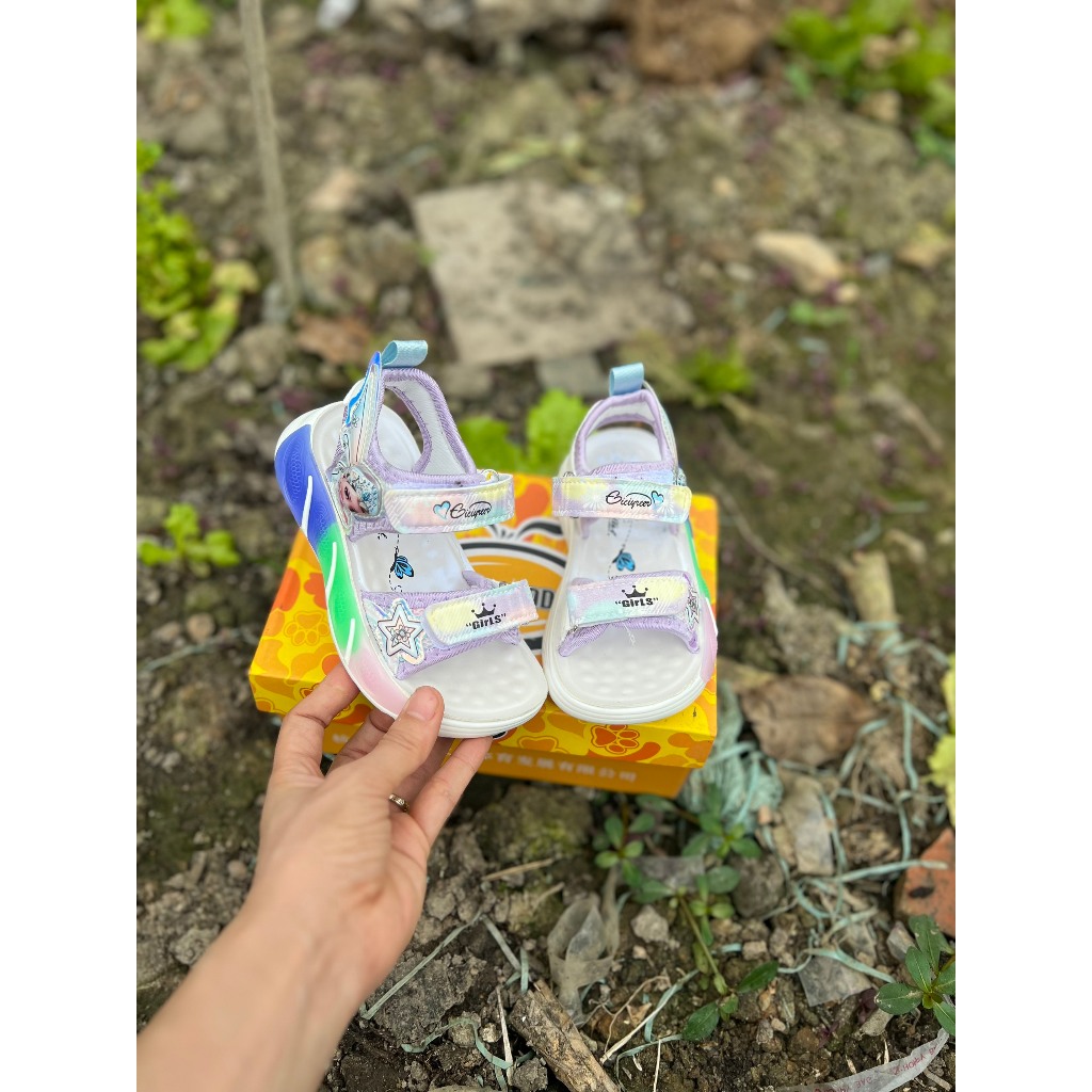 sandal bé gái dép quai hậu cho bé công chúa xinh xắn êm chân QCCC full hộp khâu đế cho bé từ 3 tuổi 6070