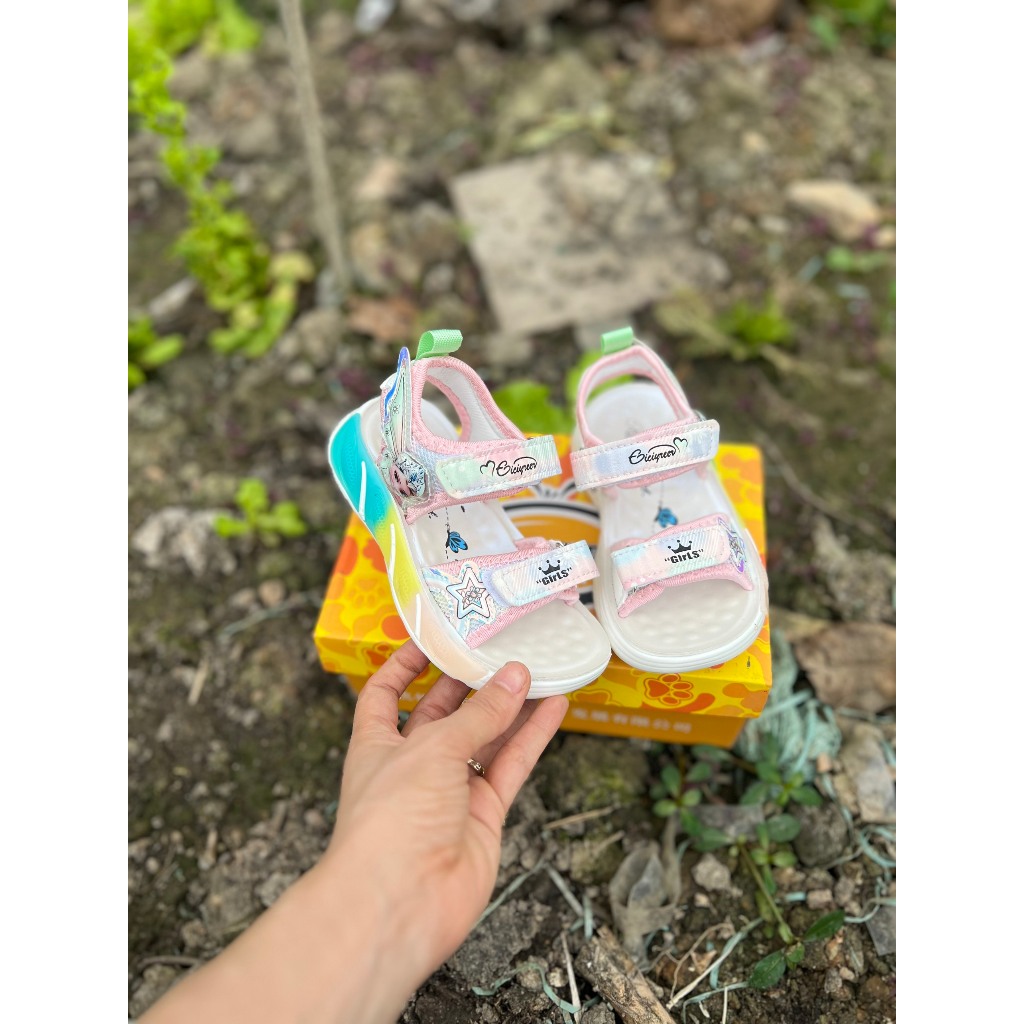 sandal bé gái dép quai hậu cho bé công chúa xinh xắn êm chân QCCC full hộp khâu đế cho bé từ 3 tuổi 6070