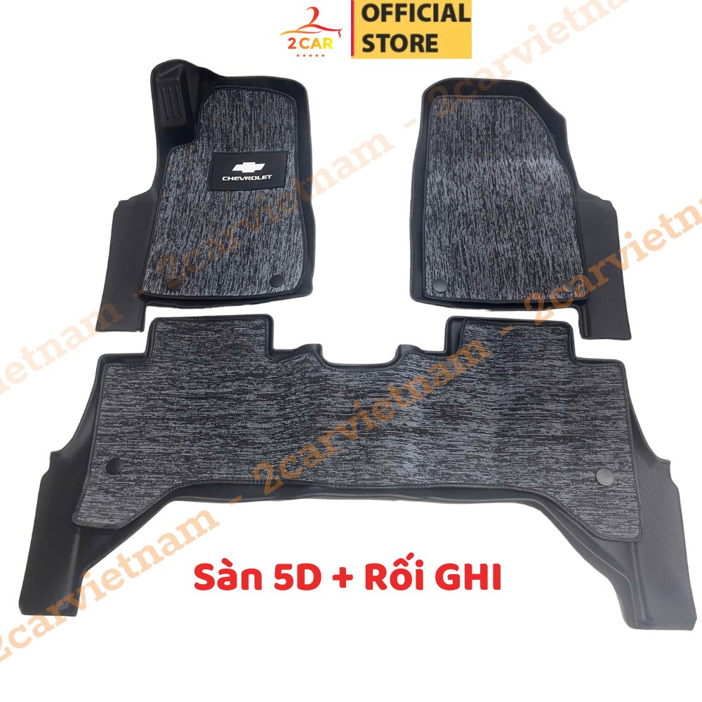 Thảm lót sàn NHỰA 5D xe Chevrolet Colorado 2012- 2023 đúc nguyên khối TPV (3 tấm/Bộ)_ 2CAR