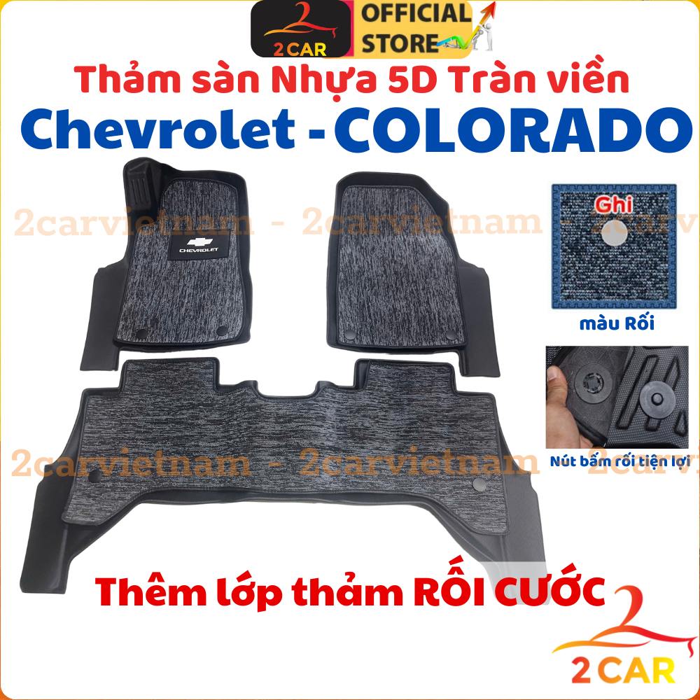 Thảm lót sàn NHỰA 5D xe Chevrolet Colorado 2012- 2023 đúc nguyên khối TPV (3 tấm/Bộ)_ 2CAR