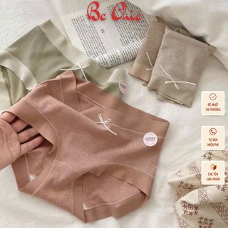 Quần lót cotton viền su nữ Q 872 - Quần lót đính nơ kháng khuẩn mềm mại co giãn 8 chiều BC CHIC