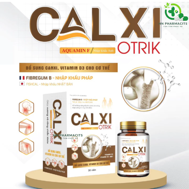 Viên uống canxi otrik nhập khẩu bổ sung canxi , vitamin d3 giúp xương chắc khỏe hộp 30 viên ngày dùng 1 viên