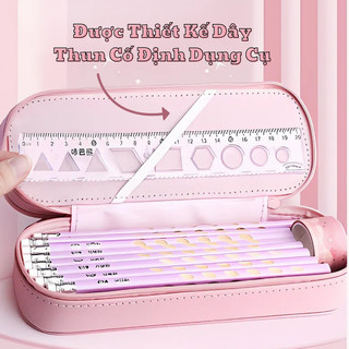 Hộp Đựng Bút Hai Ngăn Rộng Rãi Có Khóa Kéo Kết Hợp Họa Tiết 3D In Nổi Đáng Yêu, Siêu Nhẹ Chống Thấm Nước Dành Cho Bé