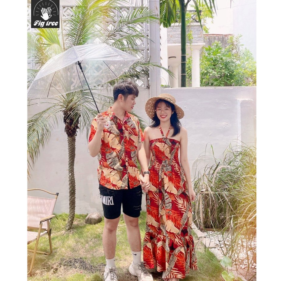 Đồ Đôi Fig Tree Họa Tiết Chiếc Lá Đỏ Mùa Hè Đi Biển, Đi Du Lịch Cực Chill (Mã Số 180)