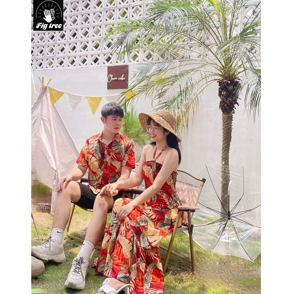 Đồ Đôi Fig Tree Họa Tiết Chiếc Lá Đỏ Mùa Hè Đi Biển, Đi Du Lịch Cực Chill (Mã Số 180)