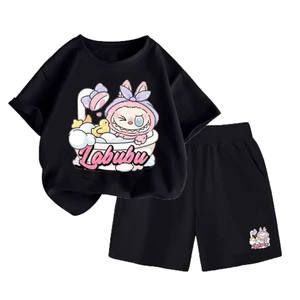 Set Bộ Quần Áo - Phong Cách Hàn Quốc, Hình Labubu Hồng Đi Tắm Đáng Yêu Phù Hợp Cho Các Bé Gái (M 87)