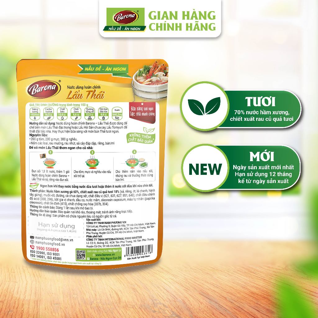 Ảnh Combo 3 Gói Nước Dùng Lẩu Thái Barona 180 tươi ngon chuẩn vị không cần nêm nếm[Tặng 1 Gói Tôm Rang Thịt 80g,HSD:11/2025] 4