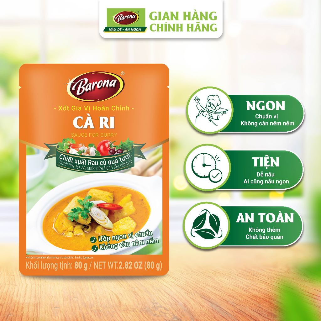 Ảnh Gia Vị Cà Ri Barona 80g ướp ngon chuẩn vị không cần nêm nếm 1