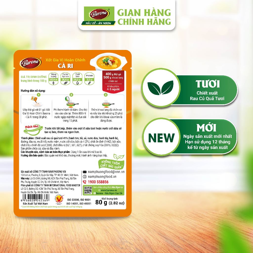 Ảnh Gia Vị Cà Ri Barona 80g ướp ngon chuẩn vị không cần nêm nếm 2