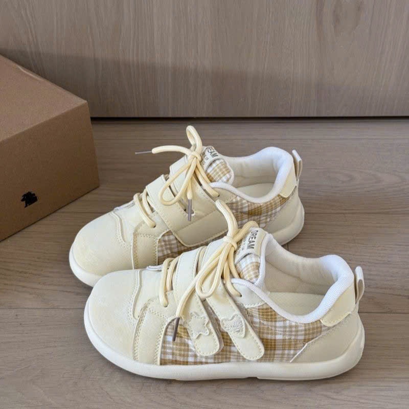 (Sẵn hồng 39) Giày Thể Thao Velcro Mũi Tròn Phong Cách Hàn Quốc Dễ Thương