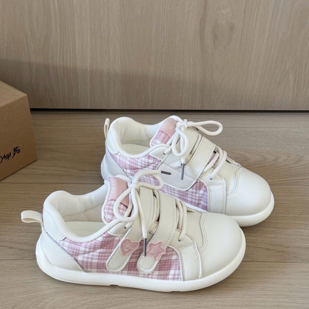 (Sẵn hồng 39) Giày Thể Thao Velcro Mũi Tròn Phong Cách Hàn Quốc Dễ Thương