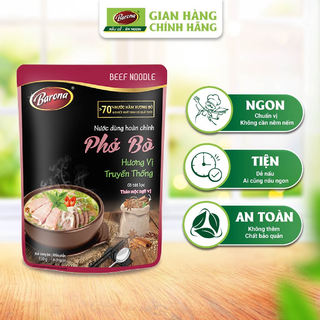 Ảnh Combo 2 Gói Nước dùng Phở Bò Barona 150g [Tặng 1 hũ Sate Tôm Siêu Ngon 100g] 2
