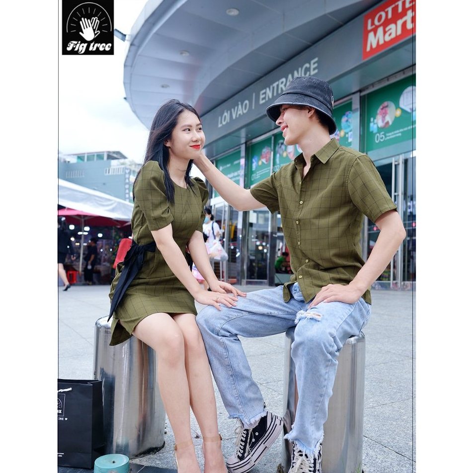 Set Gia Đình Fig Tree Caro Xanh Rêu Đi Chơi, Du Lịch, Đi Tiệc, Chụp Hình Gia Đình Siêu Xinh