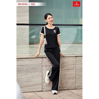 5BCD01 Bộ đồ nữ CARDINA chất liệu cotton kiểu dáng quần dài phối kẻ trẻ trung năng động 5BCD01