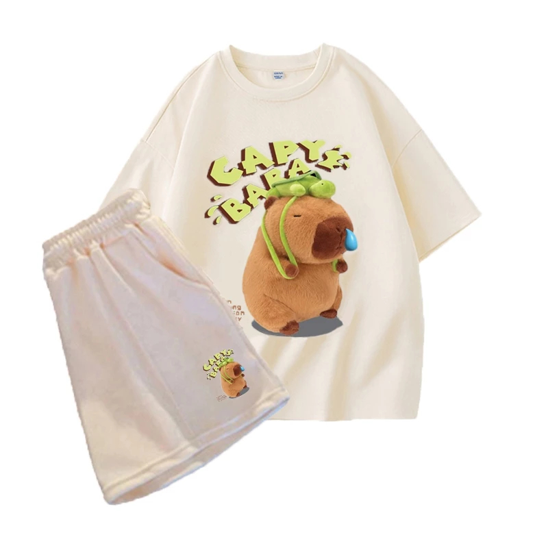 Set Bộ Quần Áo Hè Trẻ Em Hình Capy Bara Chảy Nước Mũi Đáng Yêu - Hàn Quốc, Chất Vải Cotton (M 166)