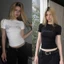 Áo thun babytee trắng đen cổ tròn hoạ tiết chân cún đính đá ABBT027 - Tiktik