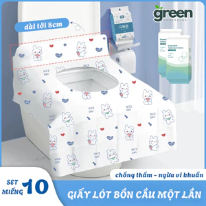 Set 10 Miếng Giấy Lót Bồn Cầu Dùng 1 Lần GreenHome Không Thấm Nước Tự Phân Hủy Chống Vi Khuẩn