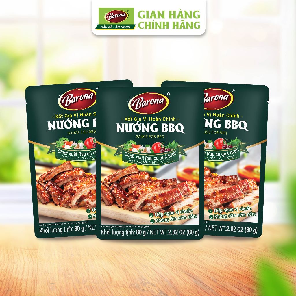Ảnh Combo 3 gói Gia Vị Nướng BBQ Barona 80g ướp ngon chuẩn vị không cần nêm nếm 1