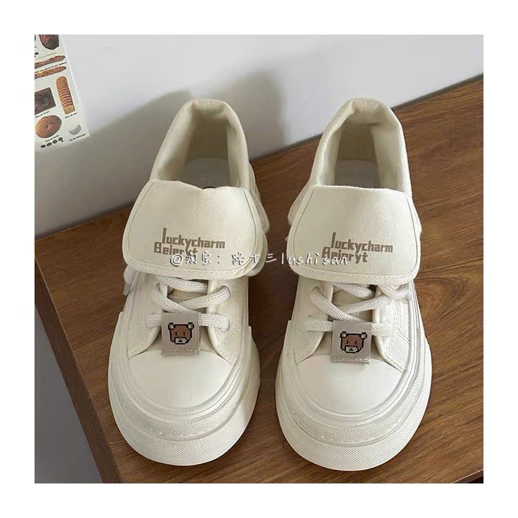 Giày Vải Thể Thao Cổ Cao Sweet Peach Bubble Thiết Kế Xinh Yêu Phong Cách Hàn Quốc