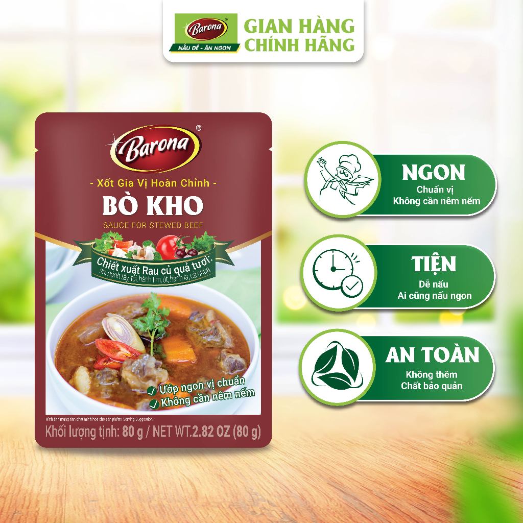 Ảnh Gia Vị Bò Kho Barona 80g ướp ngon chuẩn vị không cần nêm nếm 1