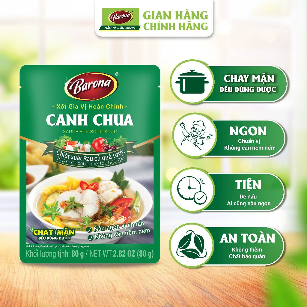 Ảnh Gia Vị Canh Chua Barona 80g chay mặn dùng được, tươi ngon chuẩn vị không cần nêm nếm 1