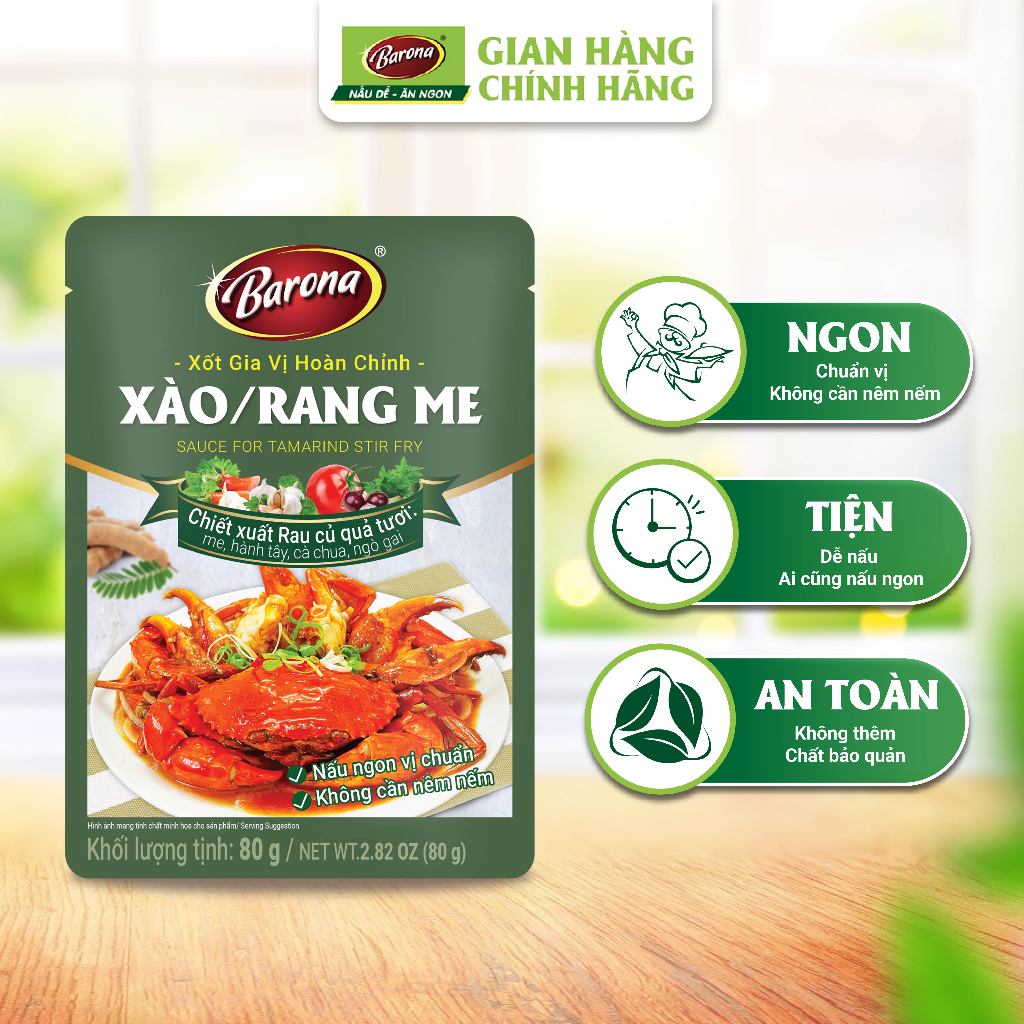 Ảnh Gia Vị Xào/ Rang Me Barona 80g ướp ngon chuẩn vị không cần nêm nếm 1