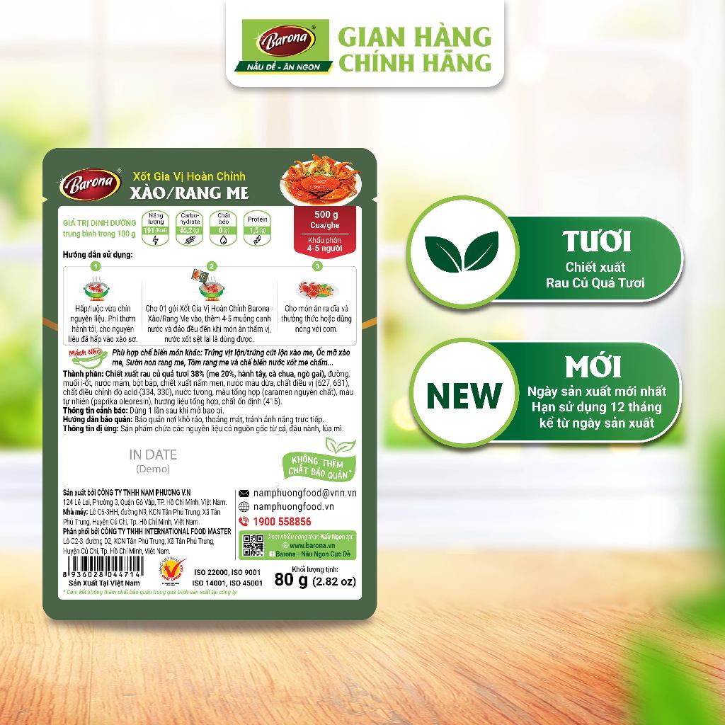 Ảnh Gia Vị Xào/ Rang Me Barona 80g ướp ngon chuẩn vị không cần nêm nếm 2