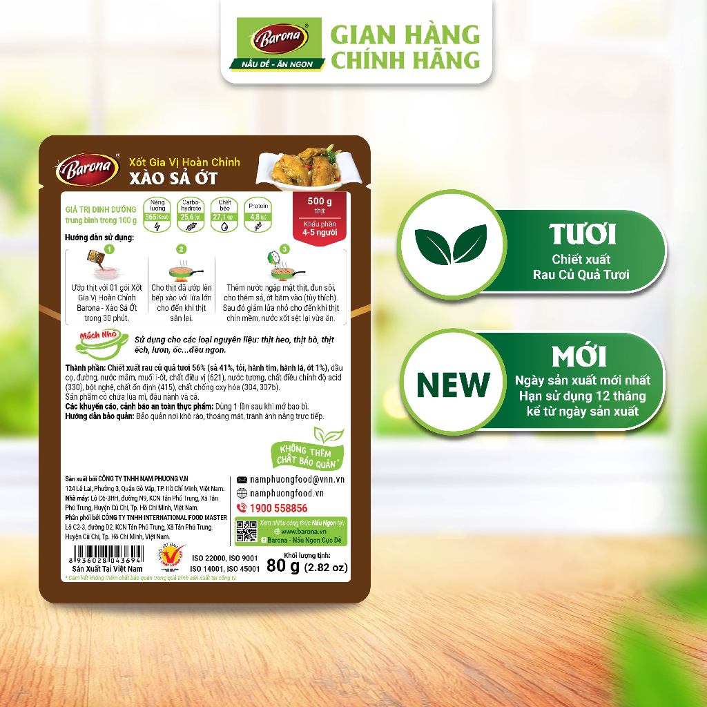 Ảnh Gia Vị Xào Sả Ớt Barona 80g ướp ngon chuẩn vị không cần nêm nếm 2