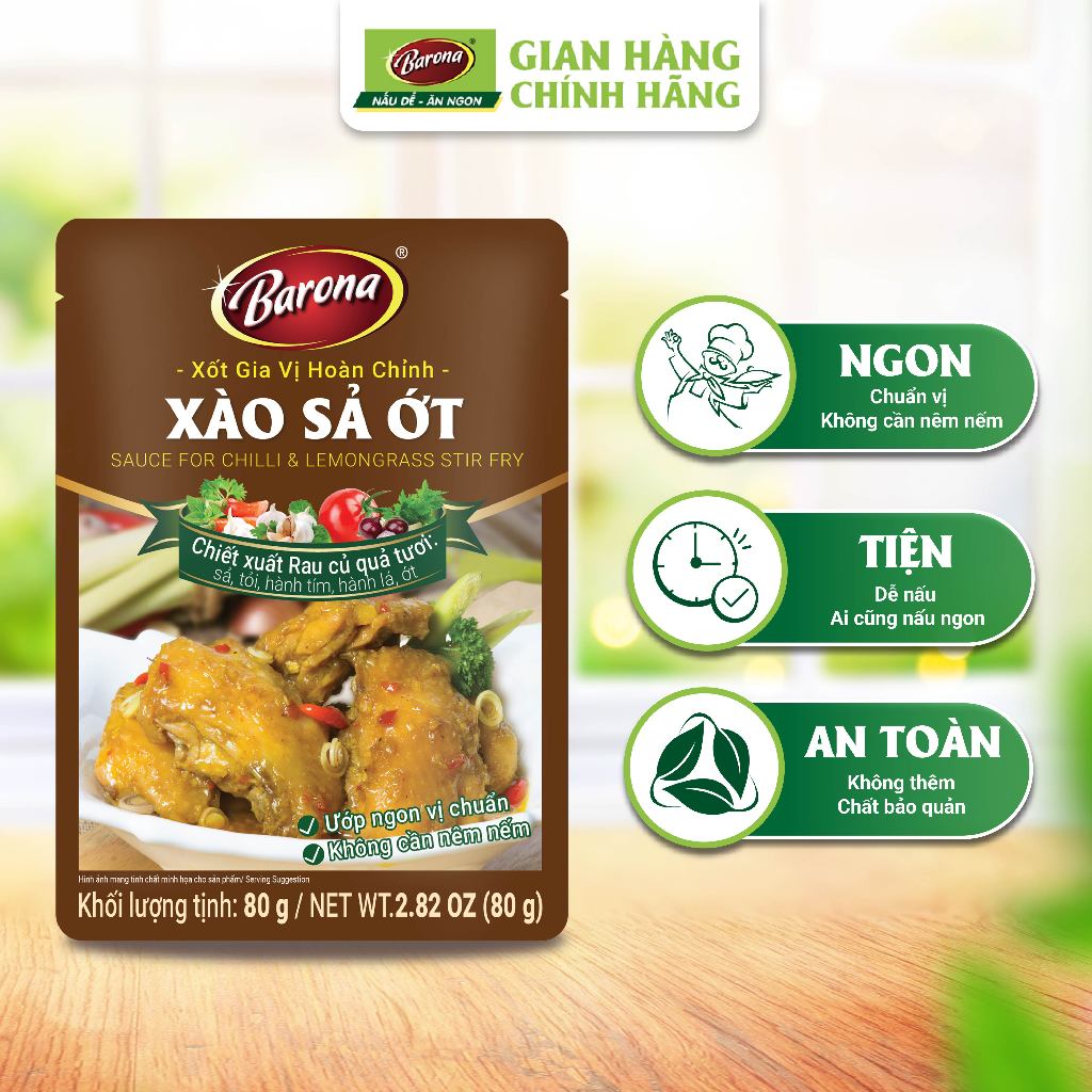 Ảnh Gia Vị Xào Sả Ớt Barona 80g ướp ngon chuẩn vị không cần nêm nếm 1