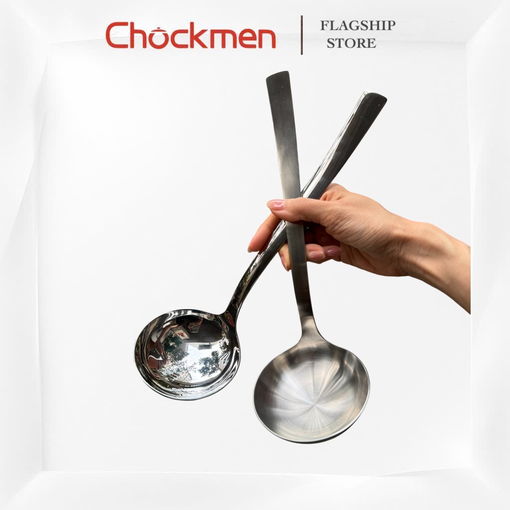 Muôi Canh CHOCKMEN Inox 18/10 Siêu Dày Muỗng Múc Canh Thìa To Muôi Canh Vá Nhà Bếp Nguyên Khối