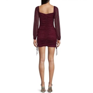 Váy mini tay dài lấp lánh có dây nơ ở cuối chân váy vnxk dư JUMP APPAREL