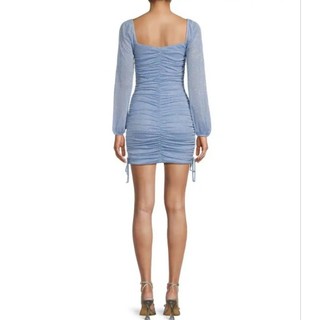 Váy mini tay dài lấp lánh có dây nơ ở cuối chân váy vnxk dư JUMP APPAREL