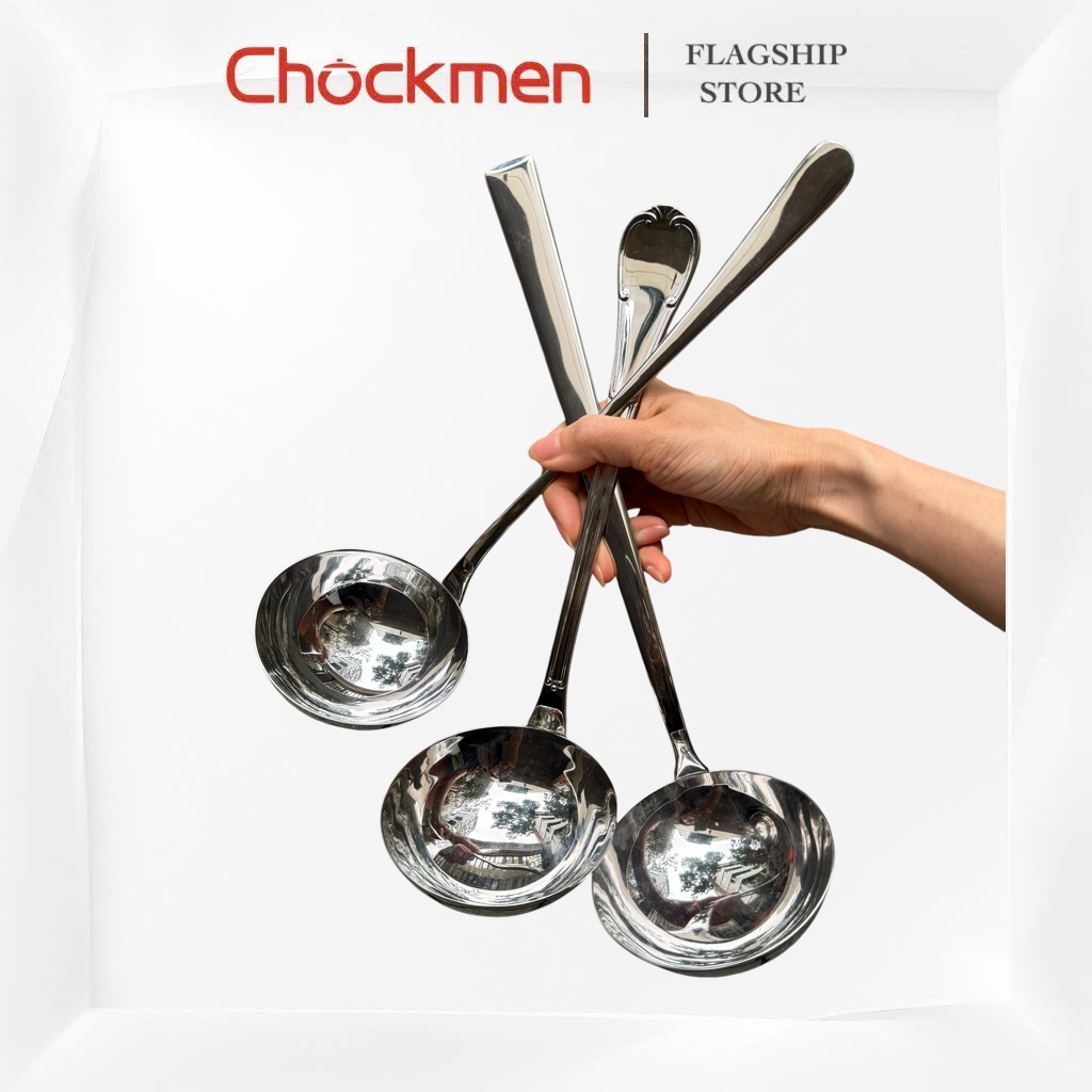 Muôi Canh CHOCKMEN Inox 18/10 Cực Xịn Muỗng Múc Canh Thìa To Muôi Canh Vá Nhà Bếp Nguyên Khối