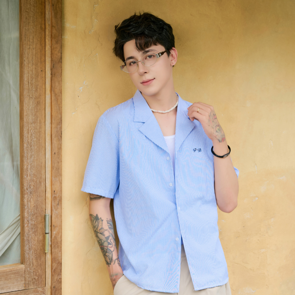 Set đồ đôi nam nữ với người yêu áo couple sơ mi nam kẻ sọc áo 2 dây quần sooc nữ thương hiệu LILA 2 - LIAKADA