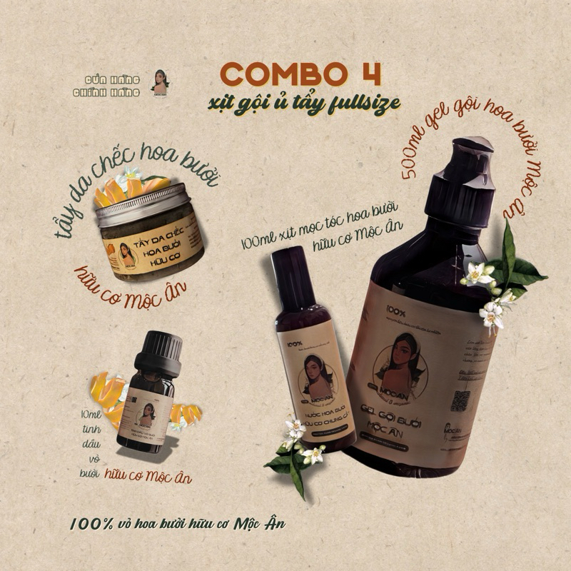 [𝟭𝟬𝗵𝗮 𝒃ư𝒐̛̉𝒊 𝒉𝒖̛̃𝒖 𝒄𝒐̛] Combo 4 món fullsize - gội xịt ủ tdc - mọc tóc