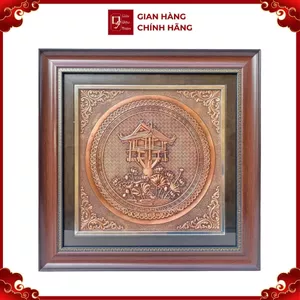 Tranh Đồng Chùa Một Cột - Đồng Đỏ , Giả Cổ ( 42x42cm ) - Cửu Diệu Thiên - GC001