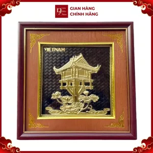 Tranh Đồng Chùa Một Cột - Đồng Đỏ , Giả Cổ ( 26x26cm ) - Cửu Diệu Thiên - MC001