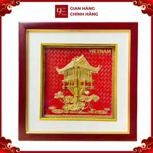 Tranh Đồng Chùa Một Cột - Đồng Đỏ , Giả Cổ ( 26x26cm ) - Cửu Diệu Thiên - MC003