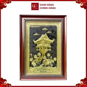 Tranh Đồng Chùa Một Cột - Đồng Đỏ , Giả Cổ ( 40x55cm ) - Cửu Diệu Thiên - MC006