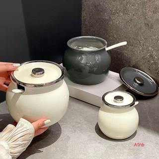 Hũ Gia Vị / Hũ Mỡ Senno Phong Nhật Bản Gốm Sứ Mạ Kẽm Cao Cấp Chịu Nhiệt Độ Cao An Toàn Phong