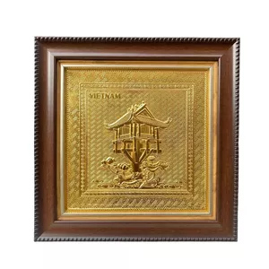 Tranh Đồng Chùa Một Cột , Mạ Vàng 24K ( 30x30cm ) - Cửu Diệu Thiên - MC008