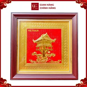 Tranh Đồng Chùa Một Cột , Mạ Vàng 24K ( 30x30cm ) - Cửu Diệu Thiên - MC009