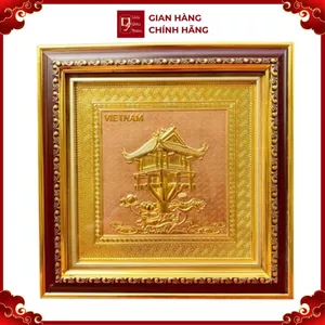 Tranh Đồng Chùa Một Cột , Mạ Vàng 24K ( 30x30cm ) - Cửu Diệu Thiên - MC0010