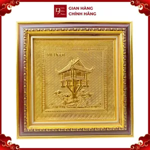 Tranh Đồng Chùa Một Cột , Mạ Vàng 24K ( 30x30cm ) - Cửu Diệu Thiên - MC0011
