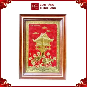 Tranh Đồng Chùa Một Cột - Đồng Đỏ , Giả Cổ ( 50x70cm ) - Cửu Diệu Thiên - MC0019