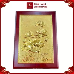 Tranh Đồng Hoa Sen Mạ Vàng 24k ( 32x23cm ) - Cửu Diệu Thiên - ĐH005