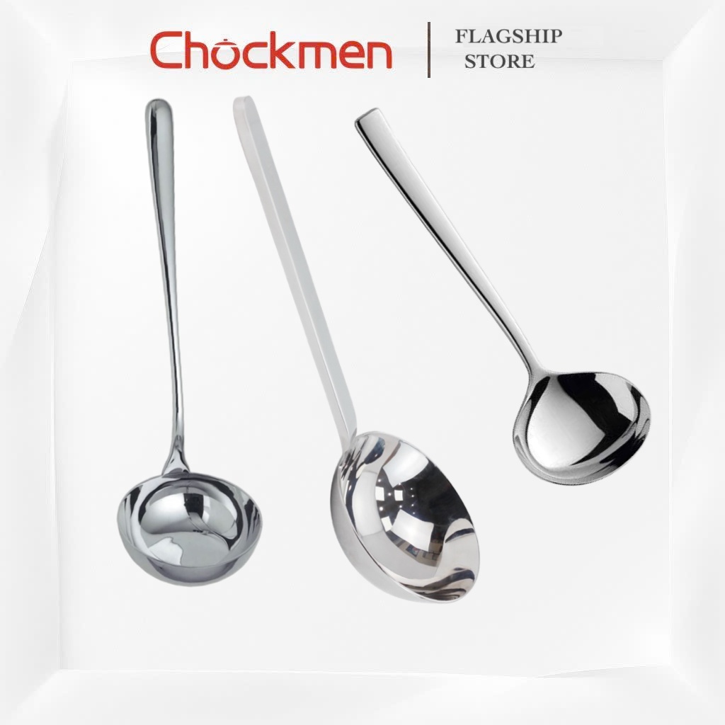 Muôi Canh CHOCKMEN Inox 18/10 Cực Dày Đức Muôi Canh Vá Muỗng Múc Canh Thìa To Nhà Bếp Nguyên Khối