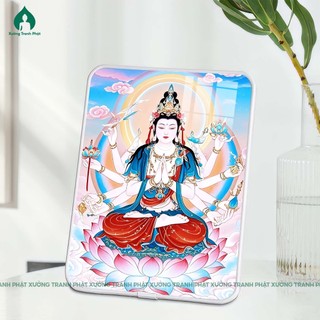 Tranh Quan thế âm Thiên thủ thiên nhãn Tráng gương siêu bóng để bàn treo tường
