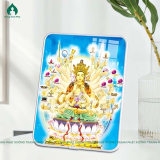 Tranh Quan thế âm Thiên thủ thiên nhãn Tráng gương siêu bóng để bàn treo tường